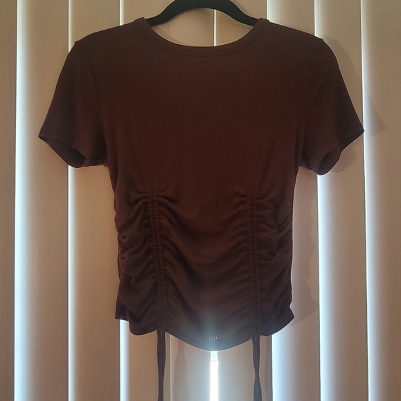 Brown Rutched Crop Top - Picture 2 of 2